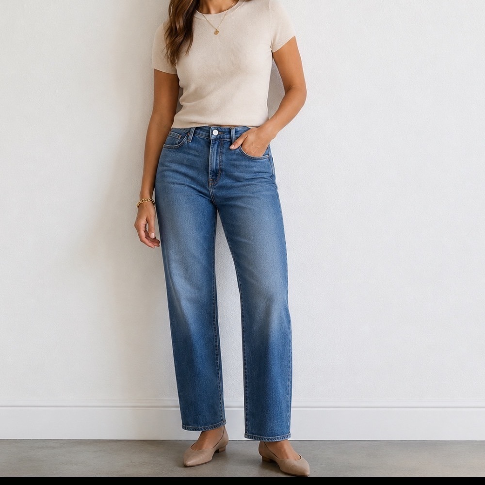 Athleta Women's Straight Leg Jeans in Medium Blue Denim